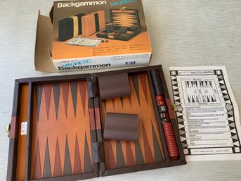 Retro 1970s Magnetic Backgammon Set In Faux Leather Travel Case