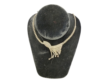 Rhinestone Statement Necklace With A V-shaped Drop Design