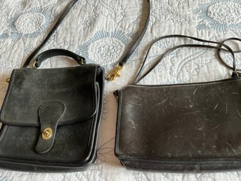 2 Black Leather Coach Bags Purses