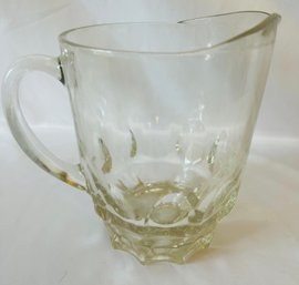 Clear Glass Pitcher Thumbprint Design 6.5'