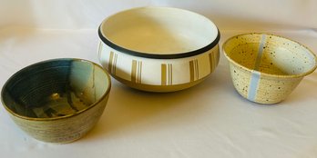 Lot Of 3 Pottery Bowls - Denby And Empty Bowls