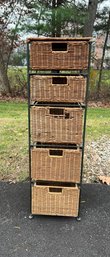 Seagrass/ Wicker And Metal 4-Drawer Storage Chest Or Side Table