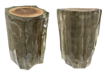 Raw Wood And Acrylic Stool / Side Table (one Piece)
