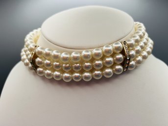 Vintage Faux Pearl Chocker Necklace