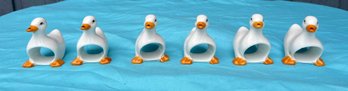 6 Ceramic Dining Duck Napkin Rings