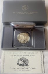 1991-S Mount Rushmore Anniversary Proof Silver Dollar WITH COA 90% Silver
