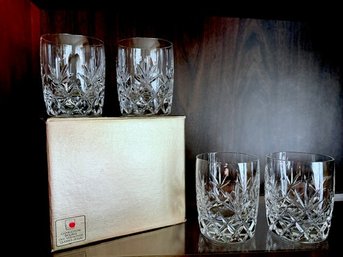 Vintage Lenox Full Crystal Charleston Double Old Fashioned Glasses W/ Box - Box 2 0f 3