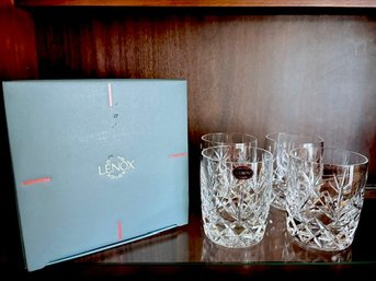 Vintage Lenox Full Crystal Charleston Double Old Fashioned Glasses W/ Box - Box 3 0f 3