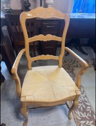 Distressed And Rattan Arm Chair