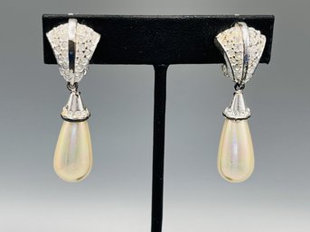 Vintage Christian Dior-Style Faux Pearl Earrings - C8