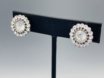 Vintage Rhinestone Spoke Wheel Stud Earrings