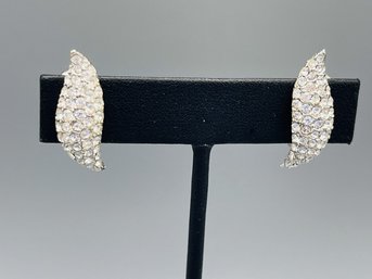 Vintage Pave Crystal Swoop Earrings