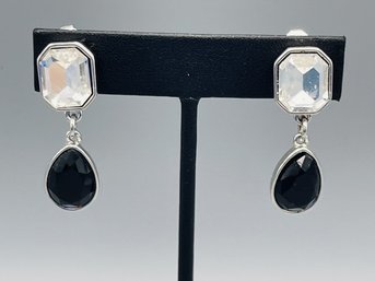 Vintage Liz Claiborne Signed Crystal Dangle Earrings
