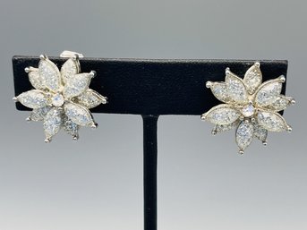 Vintage Crystal Flower Clip-on Earrings