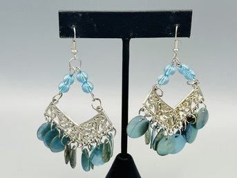 Bohemian Style Chandelier Blue Shell Earrings Earrings