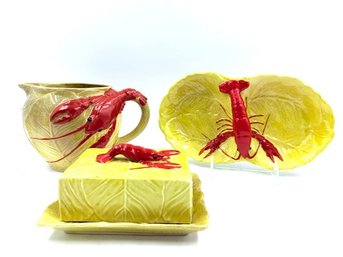 Vintage/antiques Maruhonware Japan Lobster Motif Serve Ware