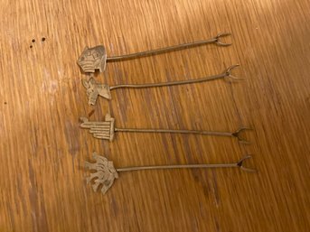 Vintage Made In Mexico Sterling Silver Cocktail Sticks