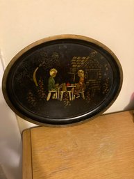 Mid Century Hand Painted Metal Tray