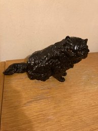 Vintage Black Ceramic Cat Statue Figure  Made In Japan