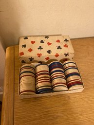 Vintage Poker Chips With Box,
