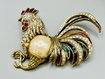 Large Vintage Clear Rhinestone Rooster Bird-Theme Brooch/Pin - 2 Of 2
