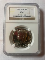 1967 SMS Kennedy Silver Half Dollar NGC MS67