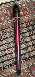 Large Old 44' Tall Ornate Medieval Sword Mounted For Wall Hanging Display