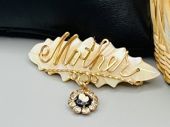Vintage Mother Of Pearl 'mother' Brooch/Pin