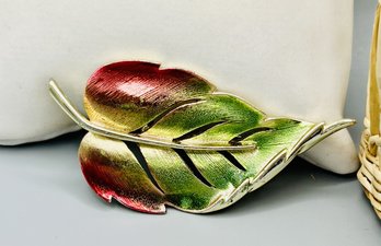 Vintage Red & Green Enamel Brooch/Pin