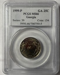 1999-P GA 25 Cent PCGS MS66 Georgia Series 39 Coin 154 Washington Quarter