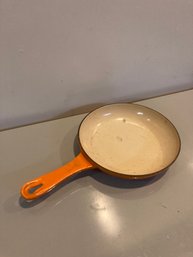 Orange Cast Iron Enamel Frying Pan