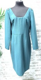 Dolce & Gabbana Emerald Green Wool Blend Sheath Dress Size 50