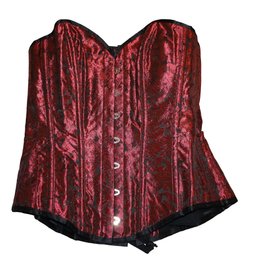 Ruby Red Floral Jacquard Lace-Up Corset - Size 32'