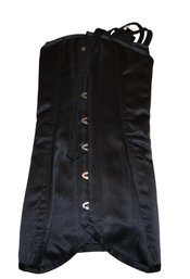 Black Satin Lace-Up Corset - Size 32'