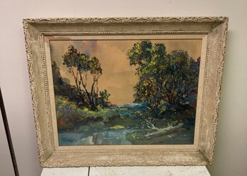 Beautiful Mid Century  Gouache / Watercolor Signed Painting Theo 1950