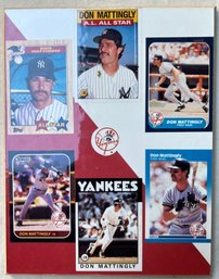 Mounted Display Board Featuring Five Don Mattingly Baseball Card Prints