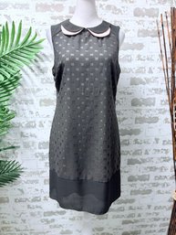 NWT - F&F Black Peter Pan Collar Sheer Geometric Sleeveless Dress Size 8