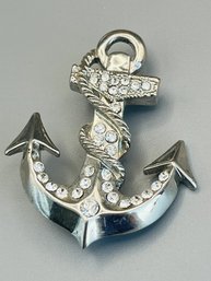 Vintage Crystal Anchor Brooch/Pin