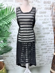 NWT - Miken Swim Black Sheer Striped Beach / Swimwear Cover Up Size L Retail $19.99