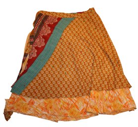 Handmade Reversible 2-Layer Sari Wrap Skirt - Made In India