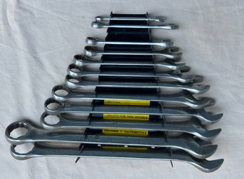 Set Of Combination Chrome Wrenches On A Rack Rack