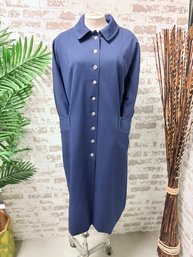 Rainswept Navy Blue Button Front All Weather Coat