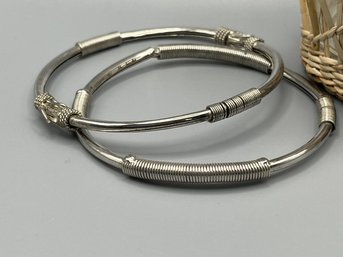 Pair Of Balinese-Style Silver Bangles