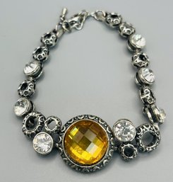 Pretty Vintage Large Amber-colored Stone Bracelet