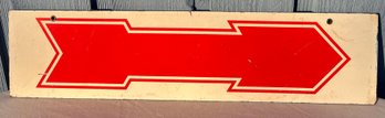 Large Wooden Sign With A Bold Reversible Red Arrow