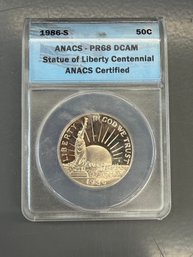 1986 - S Statue Of Liberty Centennial Proof Clad Half Dollar Commemorative Coin Certified By ANACS