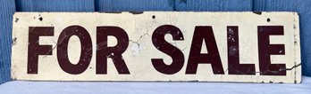 Vintage Large Rectangular Double Sided 'For Sale' Sign With Dark Maroon Letters