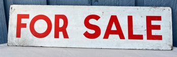 Vintage Large White Metal Sign With Bold Red Block Lettering