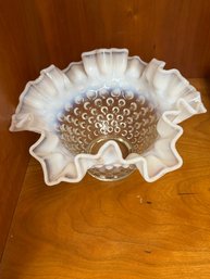 Vintage Fenton French Opalescent Hobnail Ruffled Edge Bowl