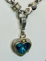 Judith Ripka-Style Heart Pendant Necklace